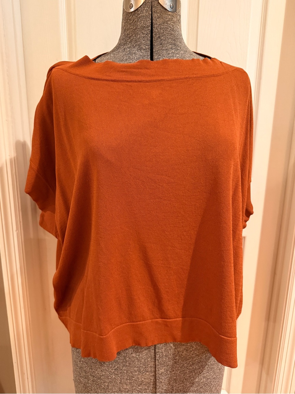 entro Oversized Boatneck Tunic Top in Rust